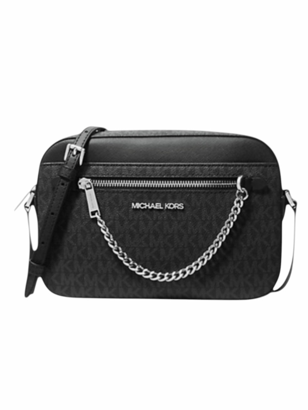 Michael Kors Jet Set Logo Crossbody Bag-Black/Silver NWT